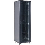 Напольный шкаф Rexant RAL 9005 19' 18U 600×600×987 (ШxГxВ), дверь стекло, металлическая задняя дверь, боковые съемные стенки, фото 1