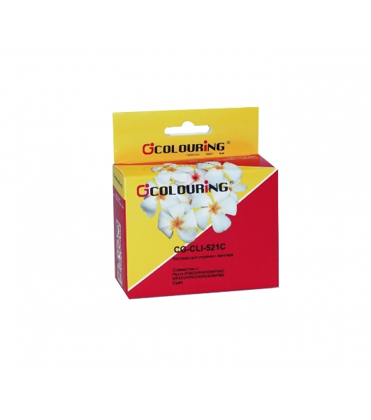 Картридж струйный Colouring CG-CLI-521C голубой с чипом водный (9 мл) для Canon IP3600/IP4600/MP540/MP550/MP620/MP630/MP980