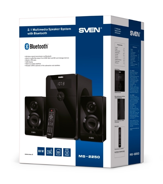 Акустическая система SVEN AC MS-2250, черный (80Вт, FM-тюнер, USB/SD, дисплей, ПДУ, Bluetooth)
