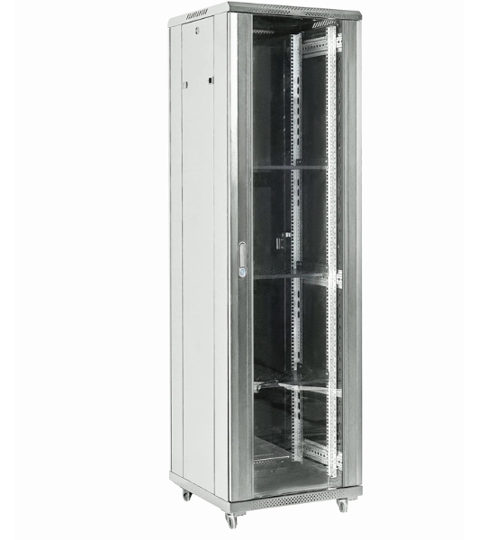 Напольный шкаф Rexant RAL 7035 19' 22U 600×600×1164 (ШxГxВ), дверь стекло, металлическая задняя дверь, боковые съемные стенки