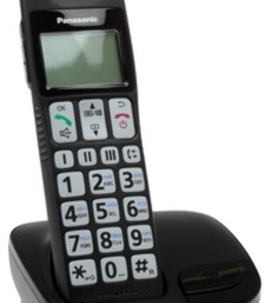 Телефон беспроводной (DECT) Panasonic KX-TGE110RUB черный АОН