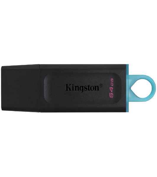 Флешка USB Kingston DataTraveler Exodia (DTX/64GB), 64Gb, USB 3.2 Gen 1, R/W 200/60, черный/бирюзовый