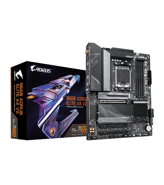 Материнская плата GIGABYTE B650 AORUS ELITE AX V2, AM5, AMD B650, 4xDDR5, 4xSATA, 3xM.2, 1xPCI-E 4.0 x16, 1xHDMI, 1xDP, 1xUSB-C 3.2 Gen 2, 5xUSB-A 3.2 Gen 1, 2xUSB-A 3.2 Gen 2, 4xUSB-A 2.0, 1x 2.5Gb LAN, 3x3.5 мм, 7.1, ATX