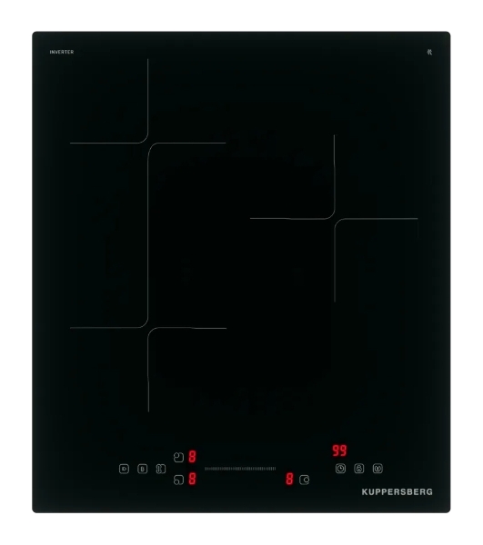 Варочная панель Kuppersberg ICI 412, индукция, High-Tech, прямой край, 9 уровней мощности, бустер, Stop and Go, Flexi-zone, автоматическое отключение, таймер, индикатор остаточного тепла, сенсорное управление, черный