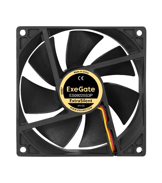 Вентилятор 12В DC ExeGate ExtraSilent ES09225S3P (92x92x25 мм, Sleeve bearing (подшипник скольжения), 3pin, 2000RPM, 25dBA)