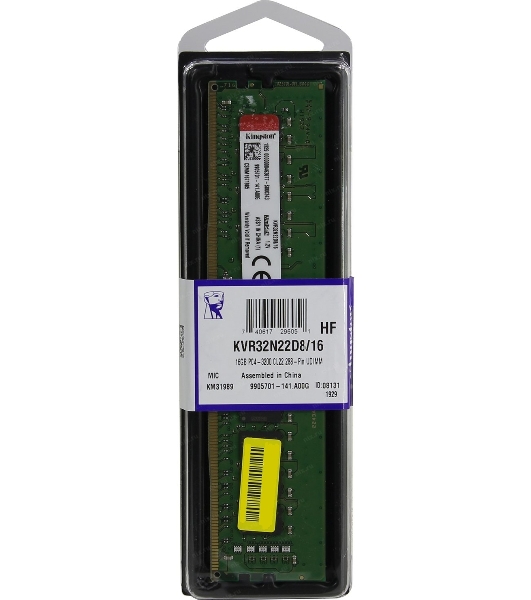 Оперативная память Kingston ValueRAM, DDR4, 16GB (1x16GB), 3200MHz, CL22, DIMM