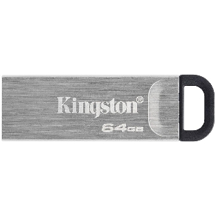 Флешка USB Kingston DataTraveler KYSON (DTKN/64GB), 64Gb, USB 3.2 Gen 1, R/W 200/60, серебристый/черный