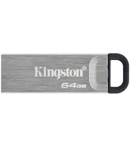 Флешка USB Kingston DataTraveler KYSON (DTKN/64GB), 64Gb, USB 3.2 Gen 1, R/W 200/60, серебристый/черный