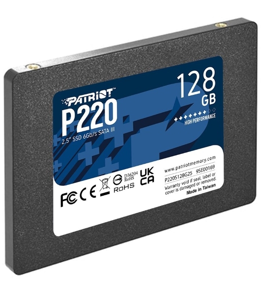 Накопитель SSD Patriot P220, 128Gb, SATA III, 2.5', R/W 550/480