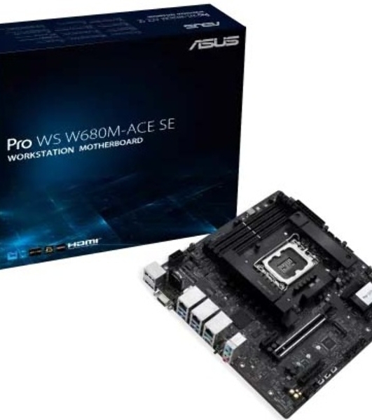 Материнская плата Asus PRO WS W680M-ACE SE, LGA1700, Intel W680, 4xDDR5, 8xSATA, 2xM.2, 1xPCIe 5.0 x16, 1xPCIe 3.0 x4, 1xPCIe 3.0 x1, 1xDP, 1xHDMI, 1xVGA, 3x2.5Gb LAN, 1xUSB-C 10Gbps, 1xUSB-A 10Gbps, 4xUSB-A 5Gbps, 3x3.5 мм, 7.1, mATX