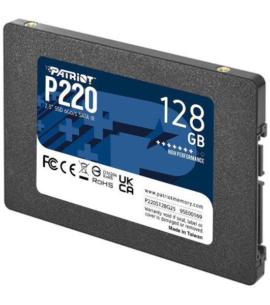 Накопитель SSD Patriot P220, 128Gb, SATA III, 2.5', R/W 550/480
