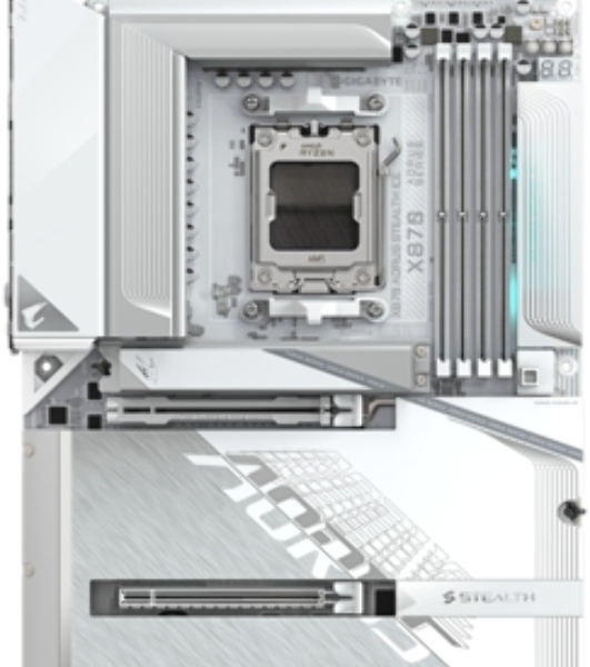 Материнская плата Gigabyte X870 AORUS STEALTH ICE, AM5, AMD X870, 4xDDR5, 2xSATA, 4xM.2, 1xPCIe 5.0 x16, 1xPCIe 4.0 x16, 1xHDMI, 1x5Gb LAN, Wi-Fi 7, Bluetooth 5.4, 2xUSB-C 40Gbps (USB4), 1xUSB-C 10Gbps, 4xUSB-A 10Gbps, 4xUSB-A 5Gbps, 4xUSB-A 2.0, 3x3.5 мм + S/PDIF оптический, 7.1, ATX