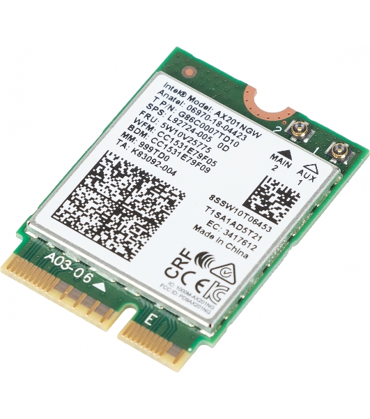 Плата сетевого контроллера Intel® Wi-Fi 6 AX201, 2230, 2x2 AX+BT, No vPro®,999TD0