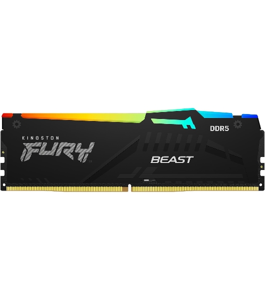 Оперативная память Kingston Fury Beast, DDR5, 32GB (1x32GB), 5600MHz, CL40, DIMM, с радиатором, RGB, черный