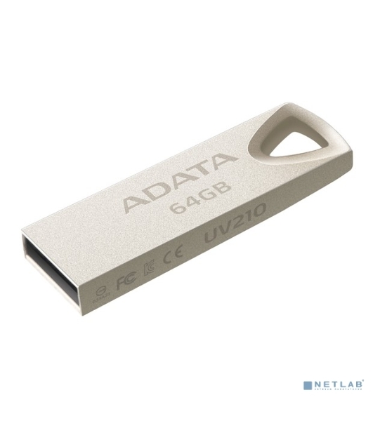 Флешка USB ADATA UV210 (AUV210-64G-RGD), 64Gb, USB 2.0, R/W 15/5, серебро