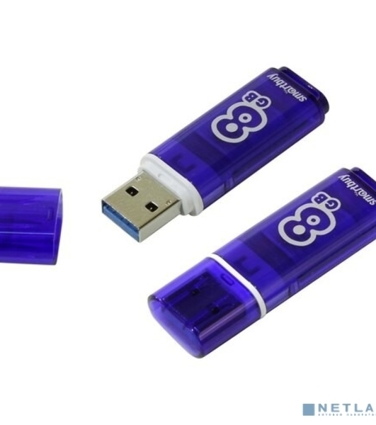 Флешка USB SmartBuy Glossy series Dark Blue (SB8GbGS-DB), 8Gb, USB 3.0/3.1, R/W 70/25, синий