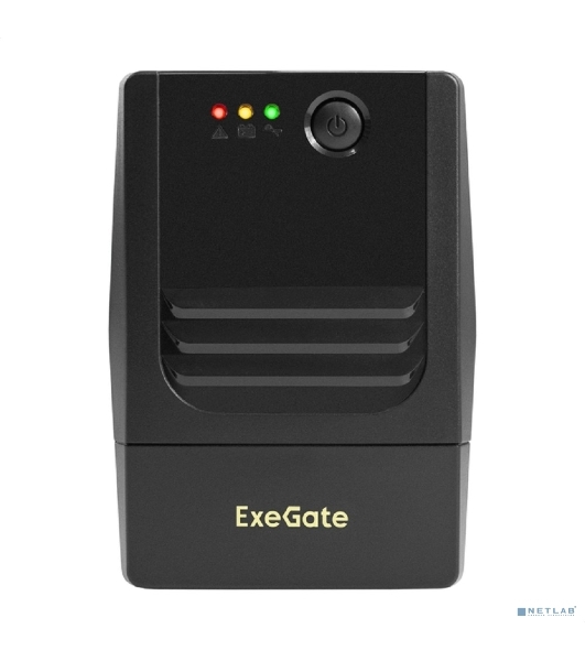 Источник бесперебойного питания ExeGate Power NB-1000.LED.AVR.2SH.USB (1000VA/650W, LED, AVR, 2*Schuko, USB, батарея 12V 9Ah, черный)
