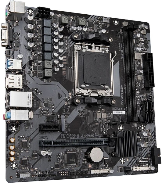 Материнская плата Gigabyte B650M S2H (V1.2/V1.4), AM5, AMD B650, 2xDDR5, 4xSATA, 1xM.2, 1xPCI-E 4.0 x16, 3xUSB-A 3.2 Gen 1, 1xUSB-C 3.2 Gen 1, 1x 1Gb LAN, 3x3.5 мм, 7.1, Micro-ATX