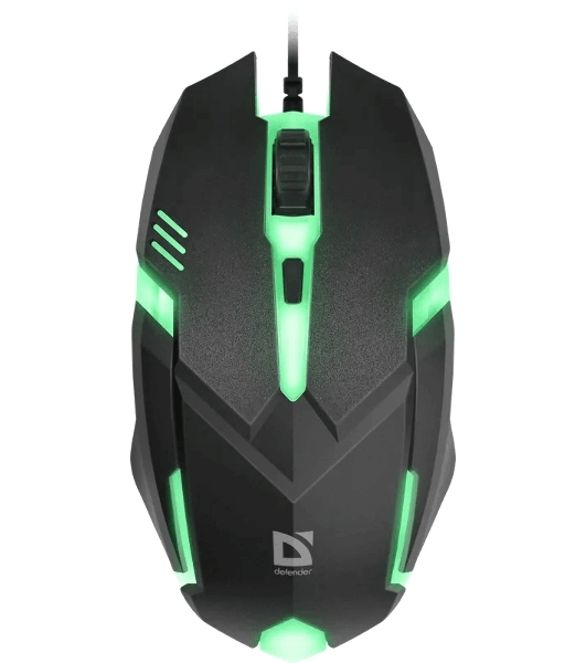 Мышь проводная Defender Cyber MB-560L черный, 1200 dpi, USB, кнопки - 3