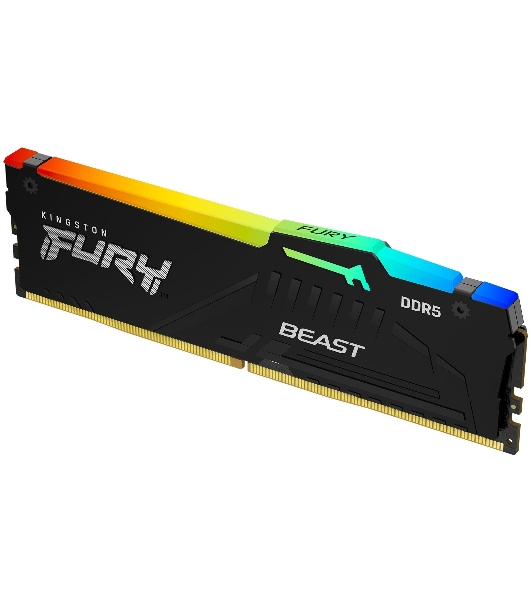 Оперативная память Kingston Fury Beast, DDR5, 32GB (1x32GB), 5600MHz, CL40, DIMM, с радиатором, RGB, черный