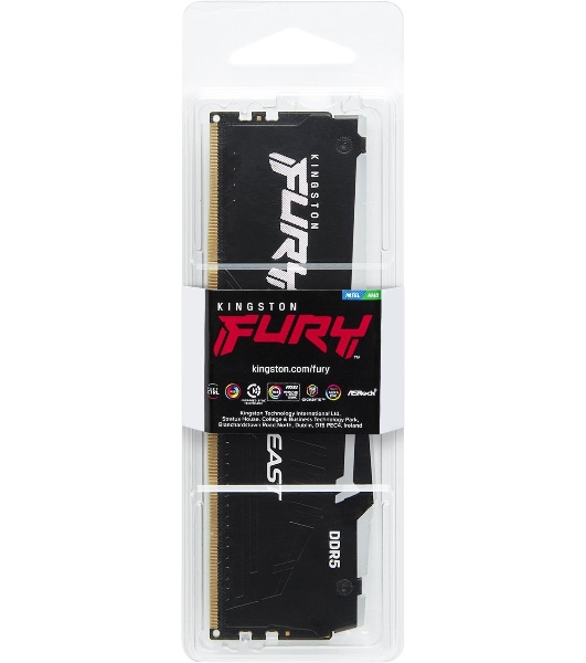 Оперативная память Kingston Fury Beast, DDR5, 32GB (1x32GB), 5600MHz, CL40, DIMM, с радиатором, RGB, черный
