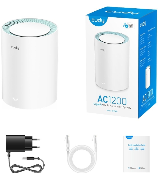Бесшовный Mesh роутер Cudy M1300(1-Pack) AC1200 10/100/1000BASE-TX белый