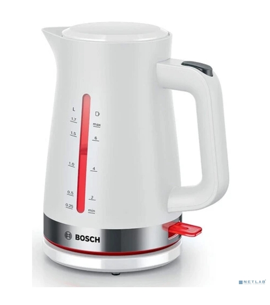 Электрочайник Bosch TWK4M221 белый, 1.7 л, 2400 Вт, скрытый нагревательный элемент