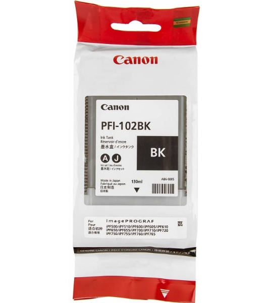 Картридж струйный Canon PFI-102Bk (0895B001) черный (130 мл.) для Canon iPF605, iPF610, iPF650, iPF655, iPF710, iPF750, iPF755, LP17, iPF510