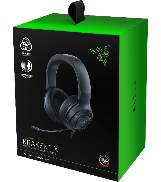 Гарнитура Razer Kraken V3 X чёрный, проводная, USB