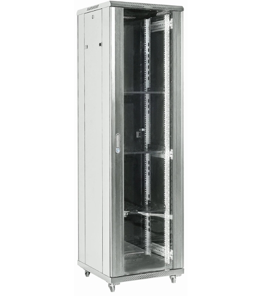 Напольный шкаф Rexant RAL 7035 19' 42U 600×800×2054 (ШxГxВ), дверь стекло, металлическая задняя дверь, боковые съемные стенки