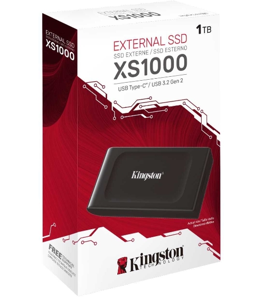 Внешний SSD Kingston XS1000, 1Tb, USB Type-C 3.1, R/W 1050 МБ/с/ 1000 МБ/с черный