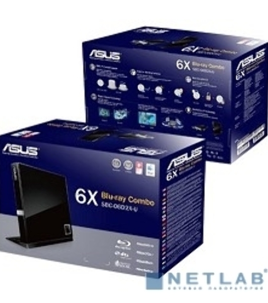 Оптический привод Blu-Ray Asus SBC-06D2X-U/BLK/G/AS черный USB slim внешний RTL