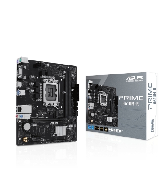 Материнская плата ASUS PRIME H610M-R-SI, LGA 1700, Intel H610, 2xDDR5, 4xSATA, 1xM.2, 1xPCIe 4.0 x16, 1x1Gb LAN, 2xUSB-A 2.0, 2xUSB-A 3.2 Gen 1, 1xVGA, 1xHDMI, 1xDP, 3x3.5 мм, 1xRS-232, 1xLPT, 7.1, mATX