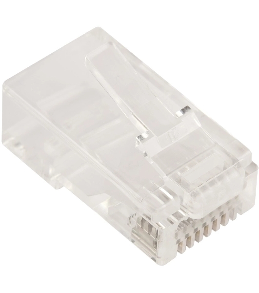 Коннектор LANMASTER RJ45 тип EZ, 8P8C, UTP, Cat.5e, универсальный, со вставкой, покрытие 50 микрон,100 шт.