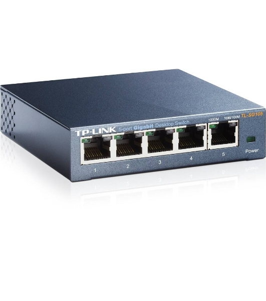 Коммутатор TP-Link SOHO TL-SG105 5-port Desktop Gigabit Switch, 5 10/100/1000M RJ45 ports, metal case