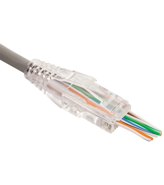 Коннектор LANMASTER RJ45 тип EZ, 8P8C, UTP, Cat.5e, универсальный, со вставкой, покрытие 50 микрон,100 шт.