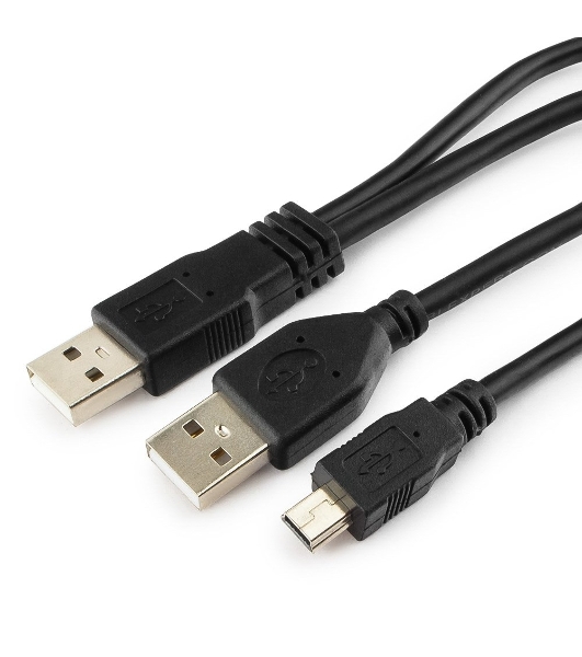 Кабель Gembird/Cablexpert USB 2.0 Pro, 2xAM/miniBM 5P, 0.9м, экран, черный