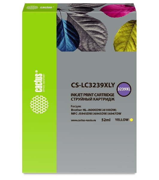 Картридж струйный Cactus CS-LC3239XLY желтый (52мл) для Brother HL-J6000DW/J6100DW