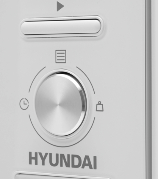 Микроволновая печь встраиваемая Hyundai HBW 2030S WG белый, 20 л, 800 Вт, переключатели - поворотный механизм