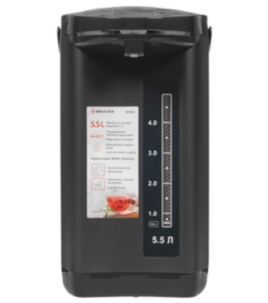 Термопот BRAYER 1091BR-WH, 1450 Вт, 5,5 л, 2 спос.подач.воды, LCD-дисп, поддерж.темпер,блокировка