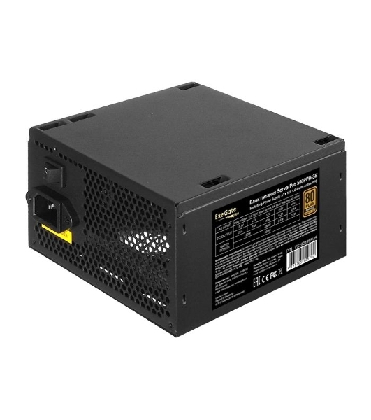 Блок питания серверный 500W ExeGate ServerPRO 80 PLUS Bronze, 500PPH-SE (ATX, for 3U+ cases, APFC, КПД 89% (80 PLUS Bronze), 12cm fan, 24p, (4+4)p, PCIe, 5SATA, 3IDE, black)