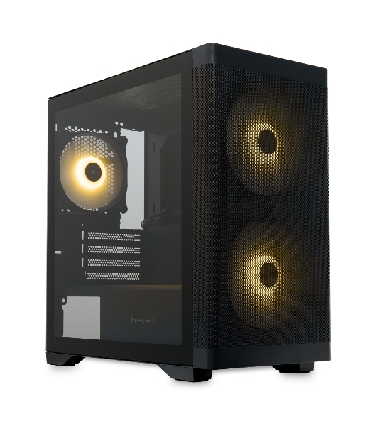 Компьютерный корпус без блока питания HSPD M320, Mesh Mini-tower, черный, slide TG, 0.45 SPCC, 2x140мм ARGb+1x120мм ARGb mATX, mITX 160/340/184мм 2x2.5', 2x3.5', 4xPCI 2xUSB-A 3.0, 1xUSB-A 1.0 390x200x385мм