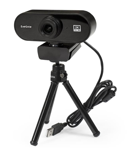 Веб-камера ExeGate Stream C940 2560x1440, 30 кадр/с, USB Type-A, микрофон (шумоподавление), универсальное крепление, штатив в комплекте
