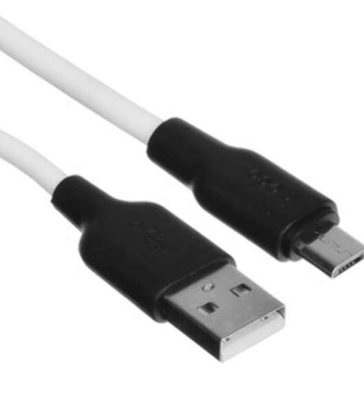 Кабель USB 2.0 HOCO X21, силиконовая оплетка, AM/microBM, бело-черный, 1м