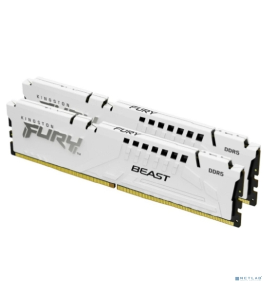 Оперативная память Kingston Fury Beast, DDR5, 64Gb (2x32GB), 5200MHz, CL40, DIMM, с радиаторами, белый