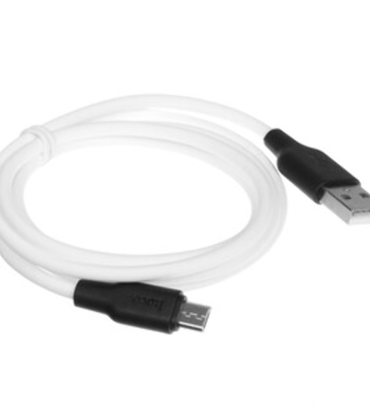 Кабель USB 2.0 HOCO X21, силиконовая оплетка, AM/microBM, бело-черный, 1м