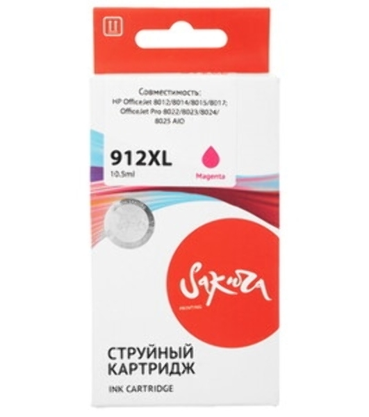 Картридж струйный Sakura 3YL82AE (№912XL Magenta) для HP, пурпурный, 10,5 мл., 825 к.