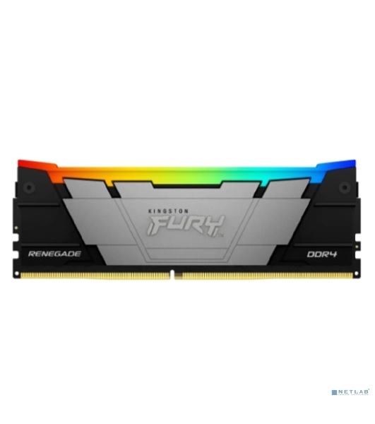 Оперативная память Kingston Fury Renegade, DDR4, 32GB (1x32GB), 3200MHz, CL16, DIMM, с радиатором, RGB, серебристый/черный