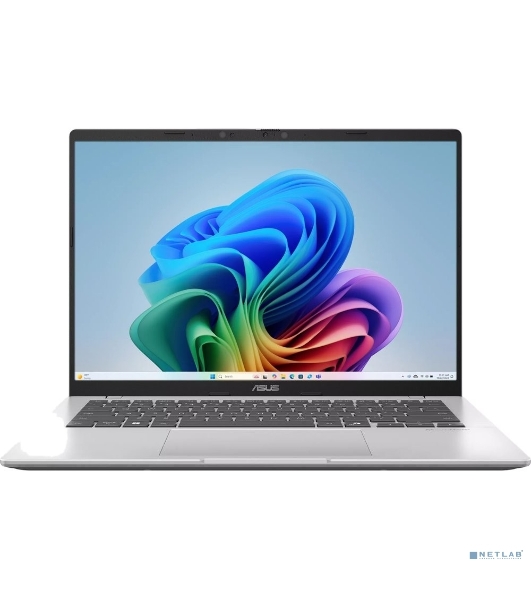 Ноутбук ASUS X1407QA-LY099W 14'(1920x1200 (матовый) IPS)/Qualcoмм Snapdragon X X1-26-100(2.98Ghz)/16Gb/1024PCISSDGb/noDVD/Cam/BT/WiFi/50WHr/war 1y/1.49kg/Cool Silver/Win 11Home