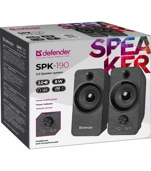 Акустическая система Defender 2.0 SPK-190 черный